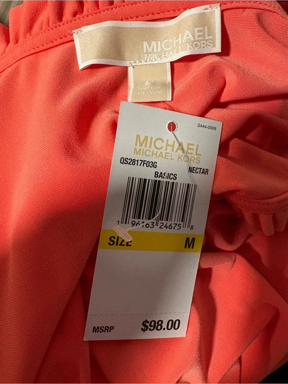 Michael Kors Coral Sleeveless Ruffle-Trim Dress